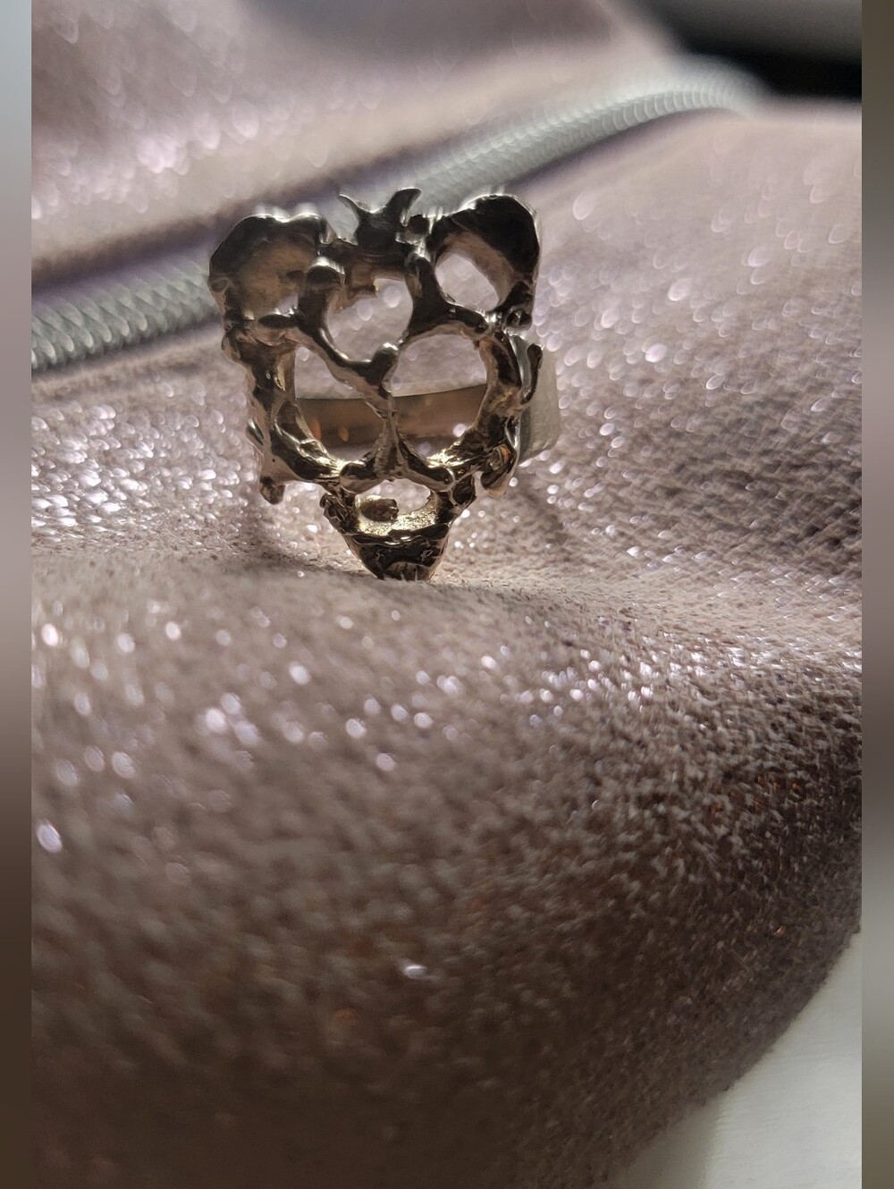 silver animal skull ring